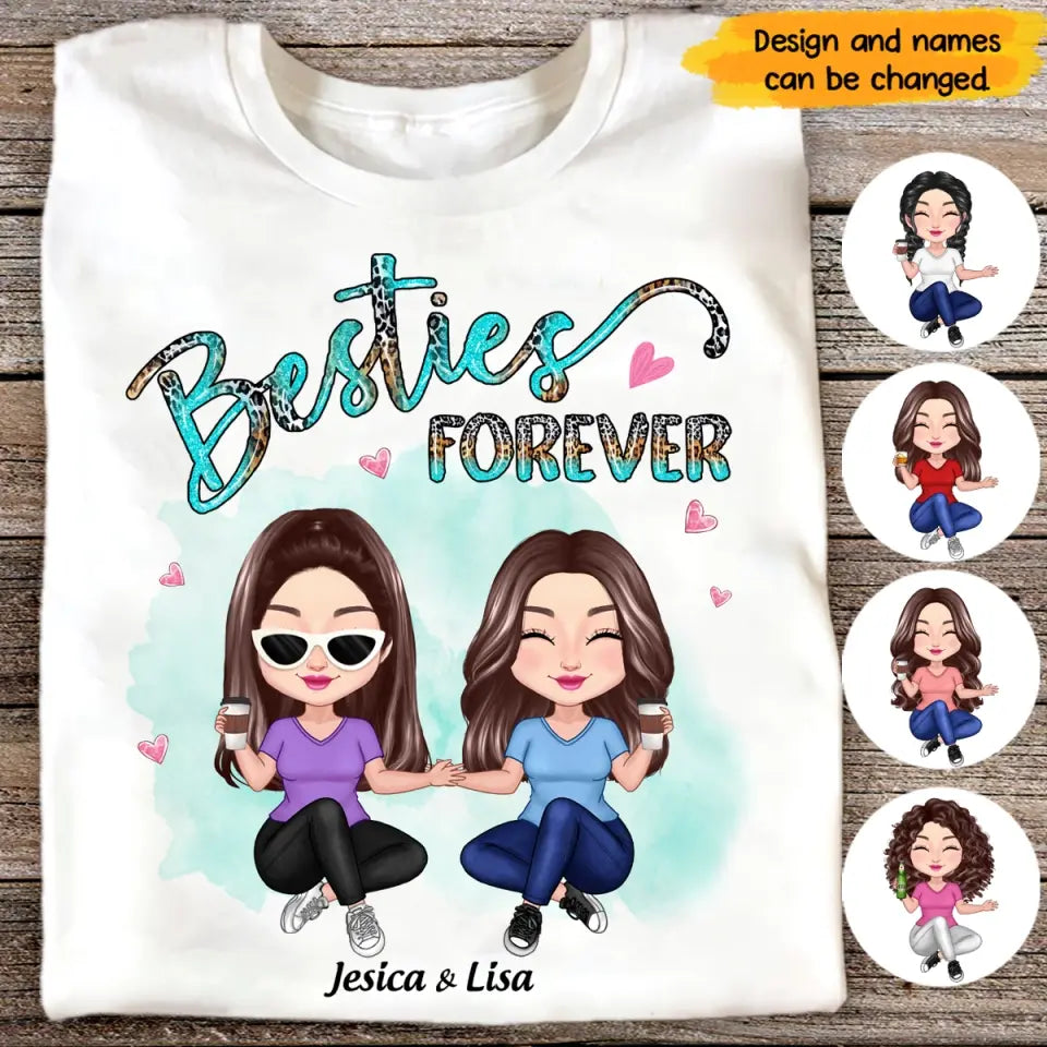 Personalized Besties Forever with Names Tshirt PTN23379