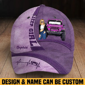 Personalized Jeep Girl with Name Cap Printed HN23343