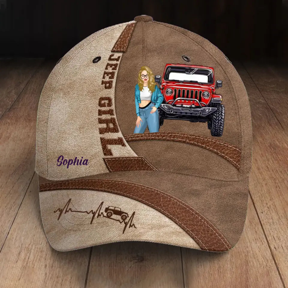 Personalized Jeep Girl with Name Cap Printed HN23343