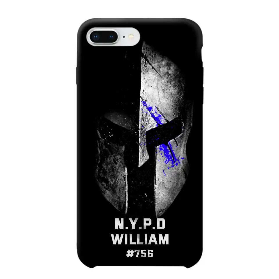 Personalized Spartan Helmet Police Department Custom Name & Badge Number Phonecase Printed QTKVH23591