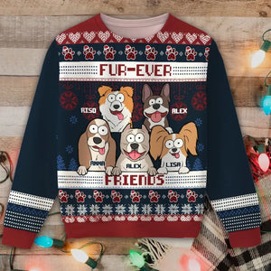 Personalized Fur-ever Friends Dog Xmas Christmas Gift Ugly Sweater Printed QTHN637