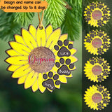 Personalized Sunflower Dog Mom Paw with Dog Name Dog Lovers Gift Xmas Gift Wood Ornament Printed VQ23672