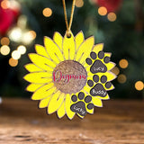 Personalized Sunflower Dog Mom Paw with Dog Name Dog Lovers Gift Xmas Gift Wood Ornament Printed VQ23672