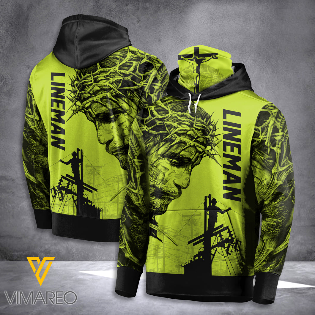 Lineman Jesus 3d Mask Hoodie printed dh