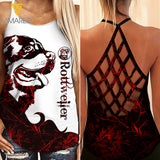 Rottweiler mom Criss-Cross Open Back Camisole Tank Top  ZT2203