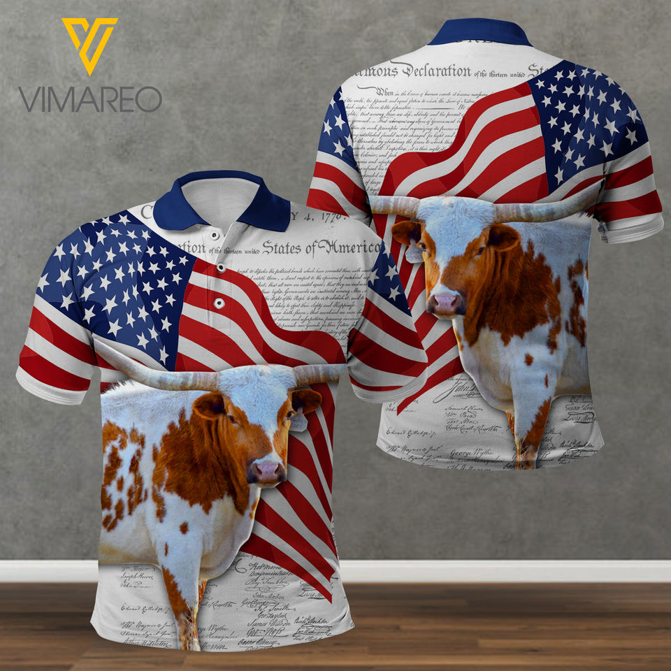 Texaslonghorn Cattle POLO SHIRT 3D PRINTED APR-HQ27