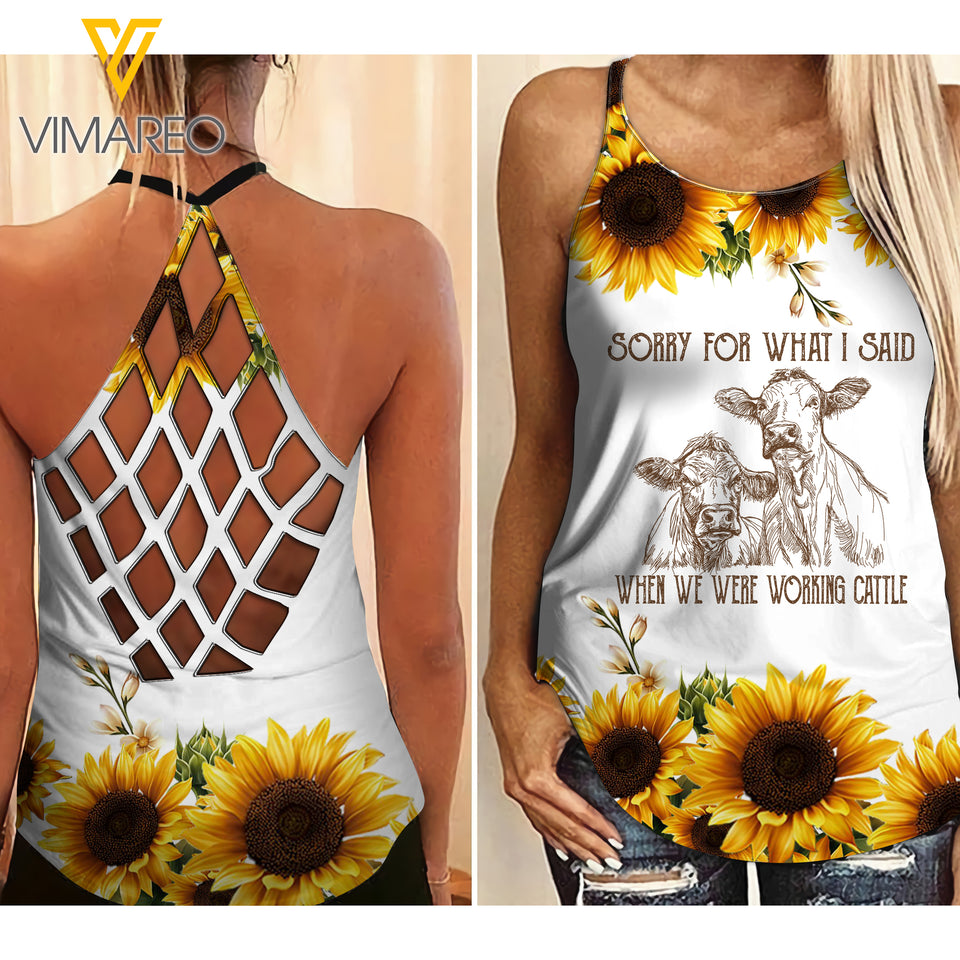 Working Cattle Criss-Cross Open Back Camisole Tank Top MAR-DT14