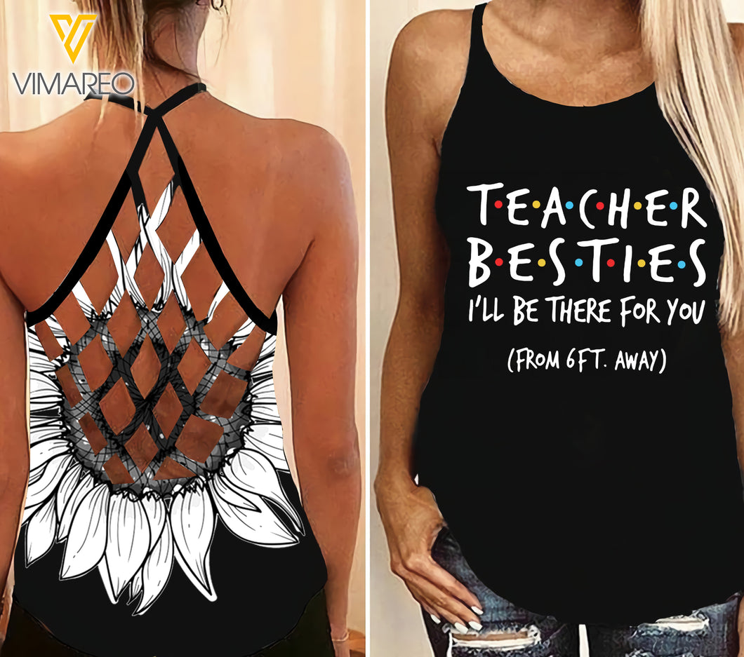 Teacher Besties Criss-Cross Open Back Camisole Tank Top APR-MQ15