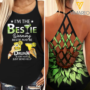 KHMD I'M DRUNK BESTIE Criss-Cross Tank Top 0904