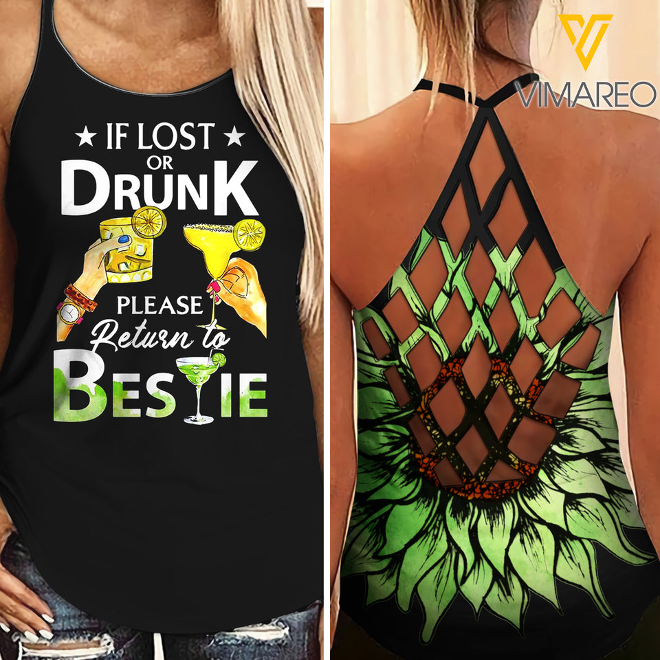 KHMD I'M DRUNK BESTIE Criss-Cross Tank Top 0904