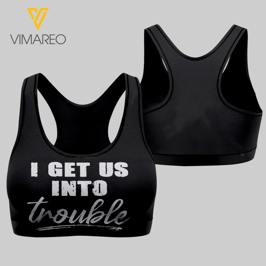 Trouble bestie Running team 3D printed Sport bra