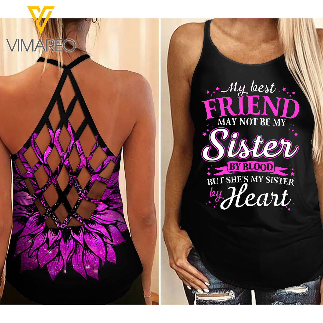 Bestie Sisters by heart Criss-Cross Open Back Camisole Tank Top