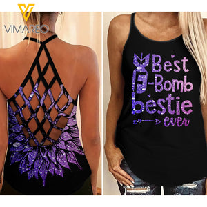 Best Bomb Bestie Criss Cross Open Back Camisole Tank