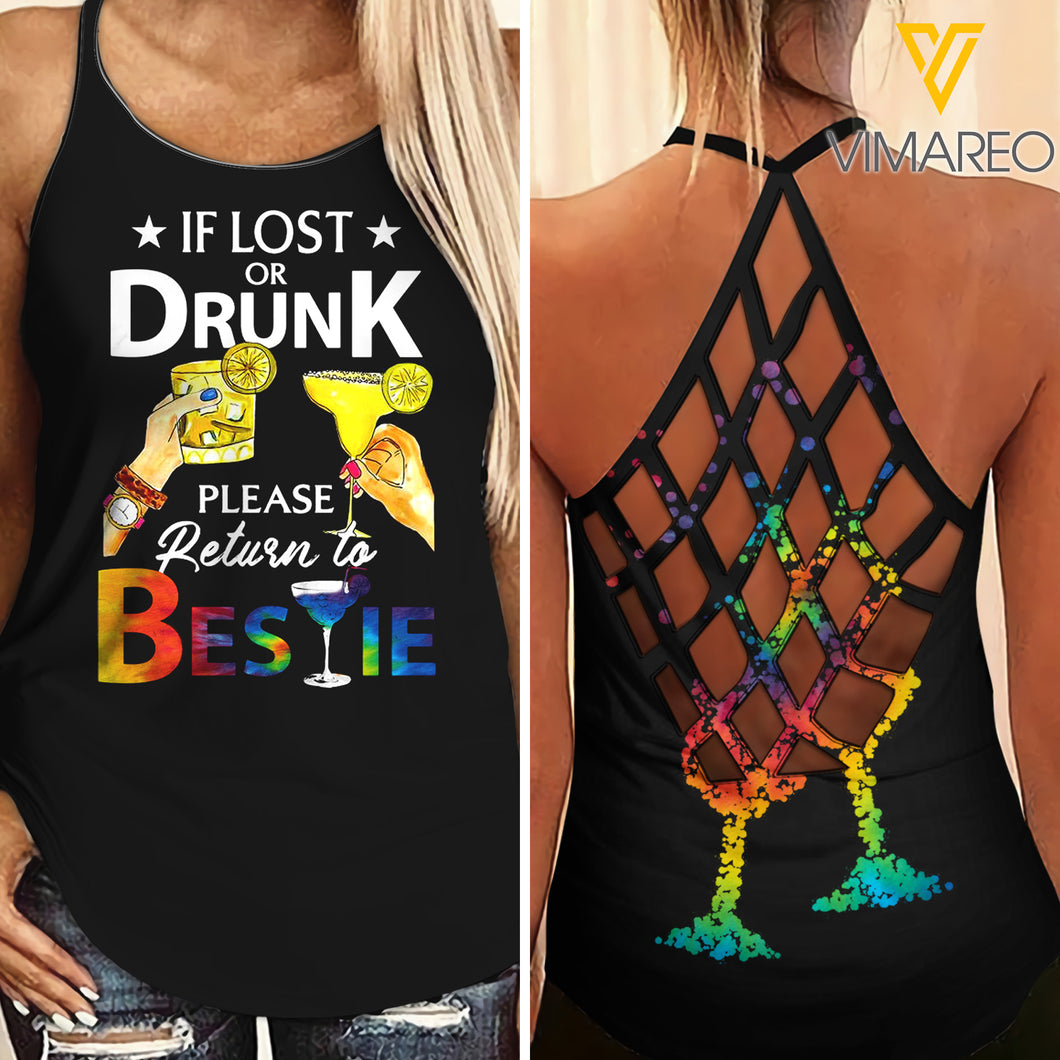 Drunk Bestie Tiedye Criss-Cross Open Back Camisole Tank Top