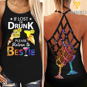 Drunk Bestie 2 Tiedye Criss-Cross Open Back Camisole Tank Top