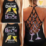 Drunk Bestie 3 Tiedye Criss-Cross Open Back Camisole Tank Top