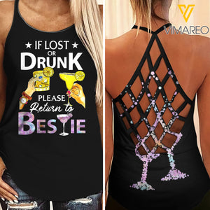 Drunk Bestie 3 Tiedye Criss-Cross Open Back Camisole Tank Top