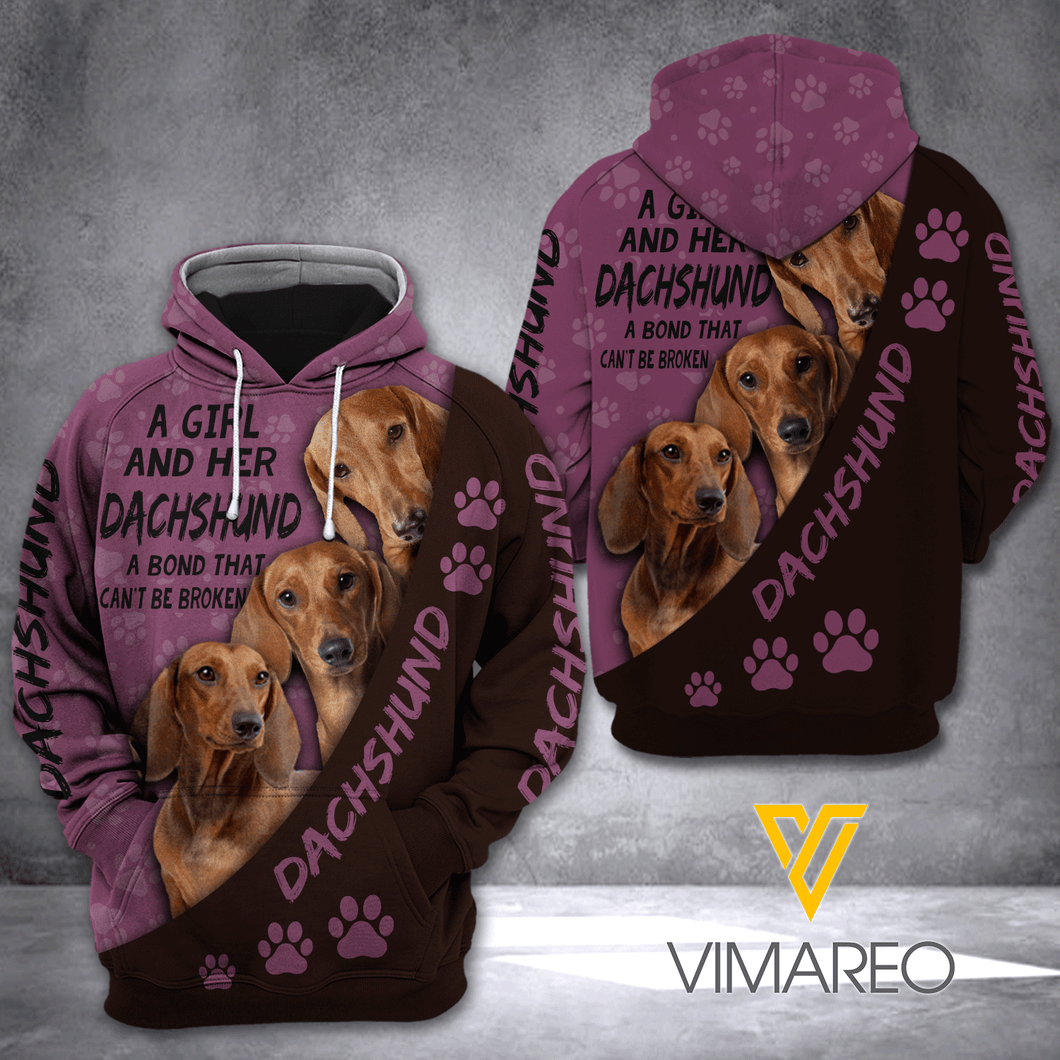 DACHSHUND DOG HOODIE 3D PRINTED LC