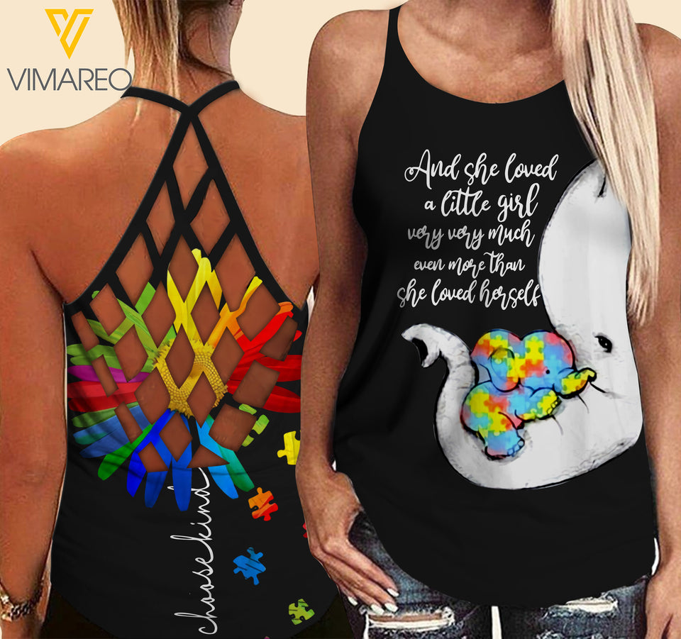 AUTISM MOM  GIRAFFE CRISS-CROSS OPEN BACK CAMISOLE TANK TOP LC