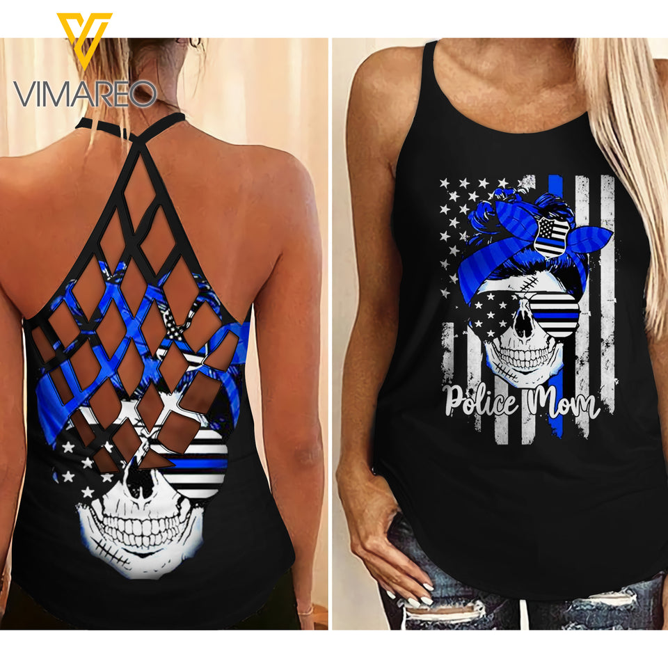 POLICE MOM CRISS-CROSS TANK TOP