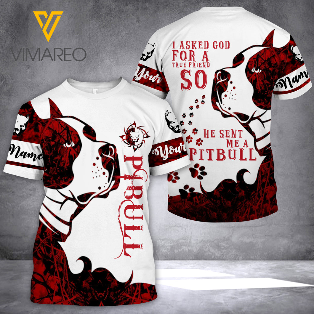 PITBULL DOG CUSTOMIZE T-SHIRT 3D PRINTED LC