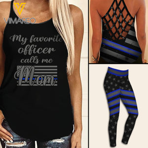 POLICE MOM CRISS-CROSS TANK TOP/LEGGING