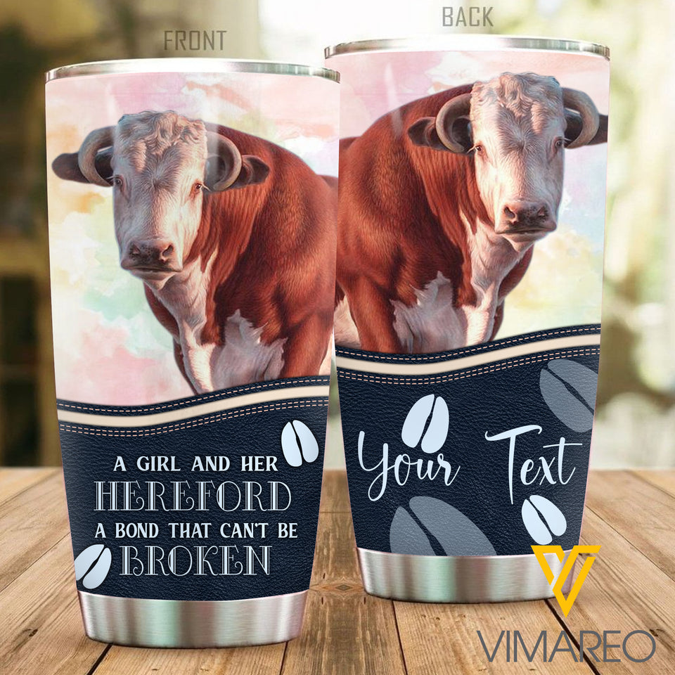 PERSONALIZED HEREFORD CATTLE TUMBLER