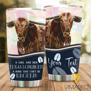 PERSONALIZED TEXAS LONGHORN CATTLE TUMBLER