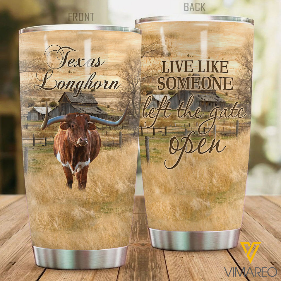 TEXAS LONGHORN CATTLE TUMBLER LC