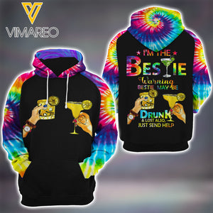 BESTIE TIEDYE PRINTED 3D COUPLE HOODIE YYQQ