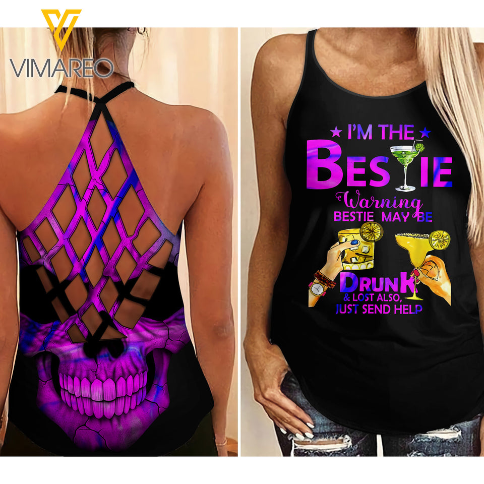 I'M THE BESTIE Criss-Cross Open Back Camisole Tank Top Couple