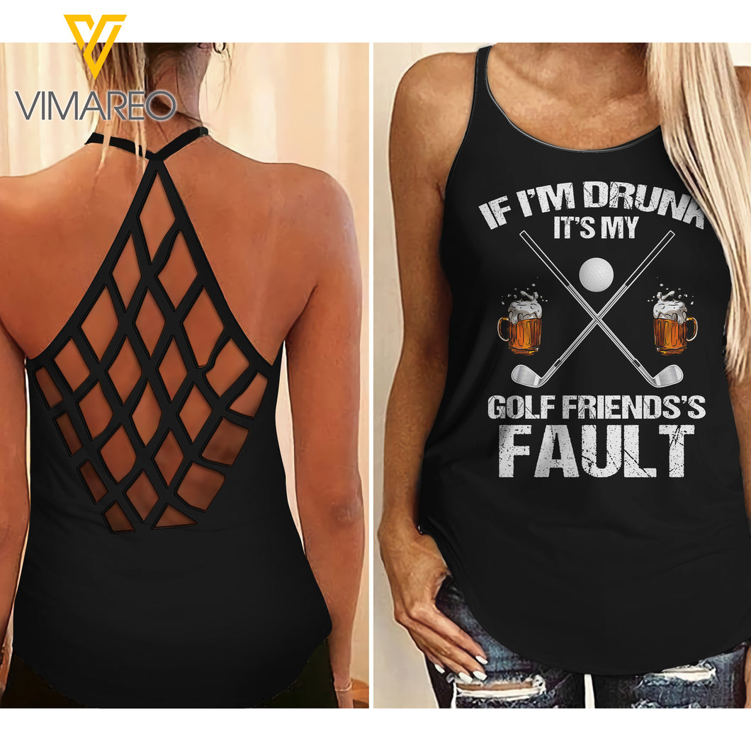 GOLF FRIENDS Criss-Cross Open Back Camisole Tank Top YYTT