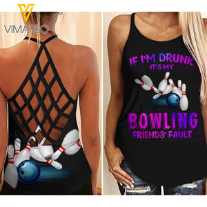 BOWLING FRIENDS 2 STYLE Criss-Cross Open Back Camisole Tank Top