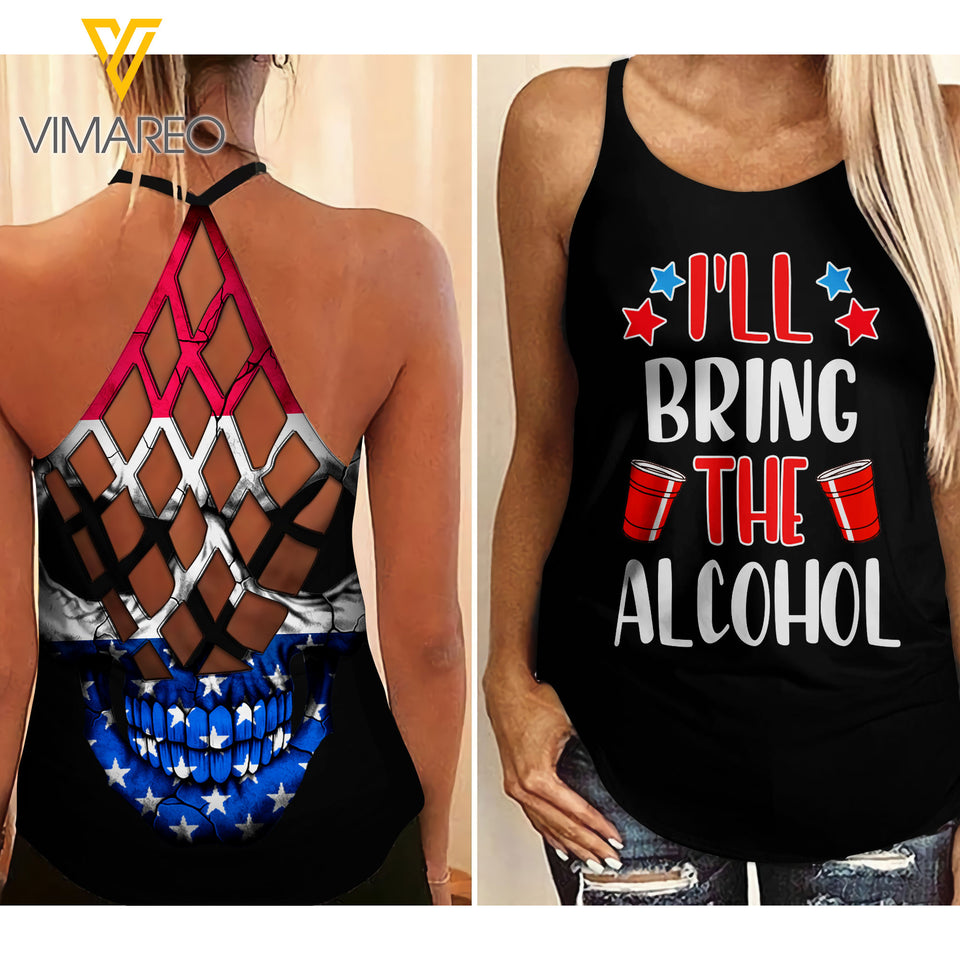 BESTIE CRISS-CROSS OPEN BACK CAMISOLE TANK TOP ALCOHOL