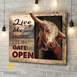 TEXAS LONGHORN CATTLE CANVAS GATE