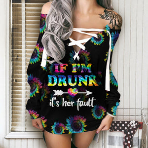 bestie LACE UP CRISS CROSS V-NECK SWEATER tie dye DRUNK