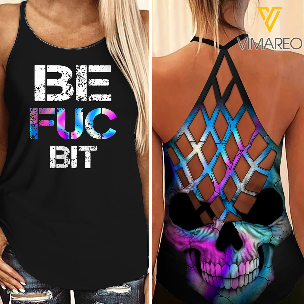 Bestie FUC Criss-Cross Open Back Camisole Tank Top SK