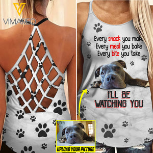 Pitbull Dog mom personalized CRISS-CROSS OPEN BACK CAMISOLE TANK TOP