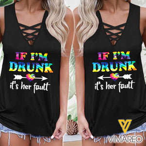 Bestie drunk Summer Sleeveless Criss Cross Casual Tank Tops