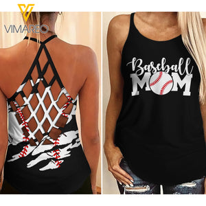 Baseball Mom Cross Open Back Camisole Tank Top BM