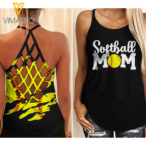 Softball Mom Cross Open Back Camisole Tank Top SM