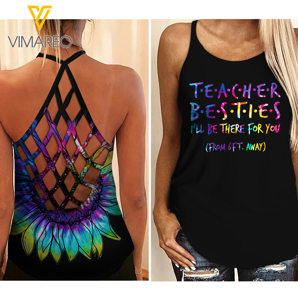 Teacher Bestie 2 Criss-Cross Open Back Camisole Tank Top