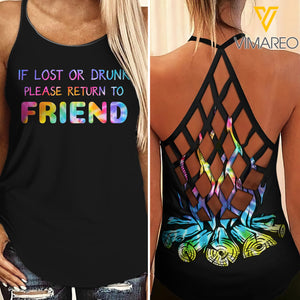 RETURN TO FRIEND CRISS-CROSS OPEN BACK TANK TOP CAMPING