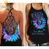 Tattoo Dog Mom Sunflower Criss-Cross Open Back Camisole Tank Top