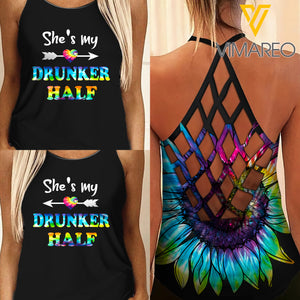 DRUNKER HALF BESTIES CRISS-CROSS OPEN BACK TANK TOP