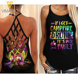 CAMPFIRE DRUNK _ IT'S HER FAULT CRISS-CROSS TANK TOP CAMPING FRIENDS 1