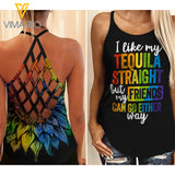 TEQUILA AND FRIENDS CRISS-CROSS TANK TOP SUNFLOWER