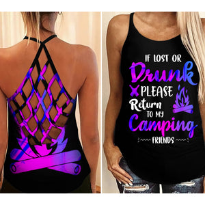 RETURN TO CAMPING FRIENDS CRISS-CROSS TANK TOP