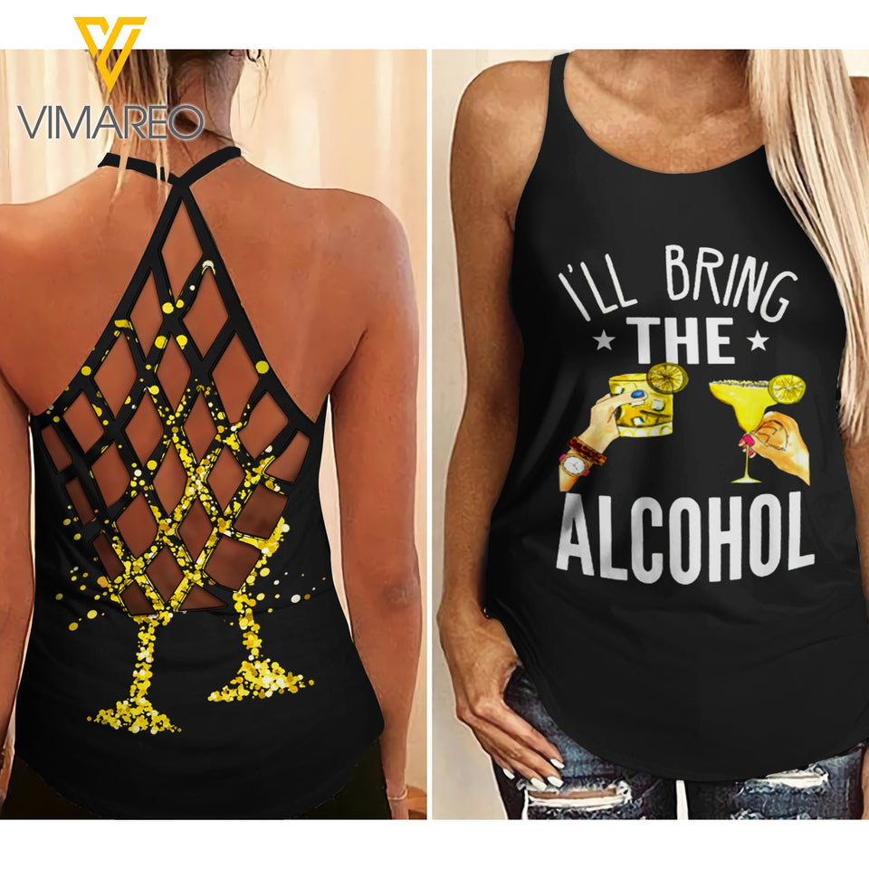 Drunk Bestie Cont2  Criss-Cross Open Back Camisole Tank Top