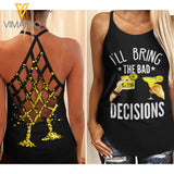 Drunk Bestie Cont2  Criss-Cross Open Back Camisole Tank Top